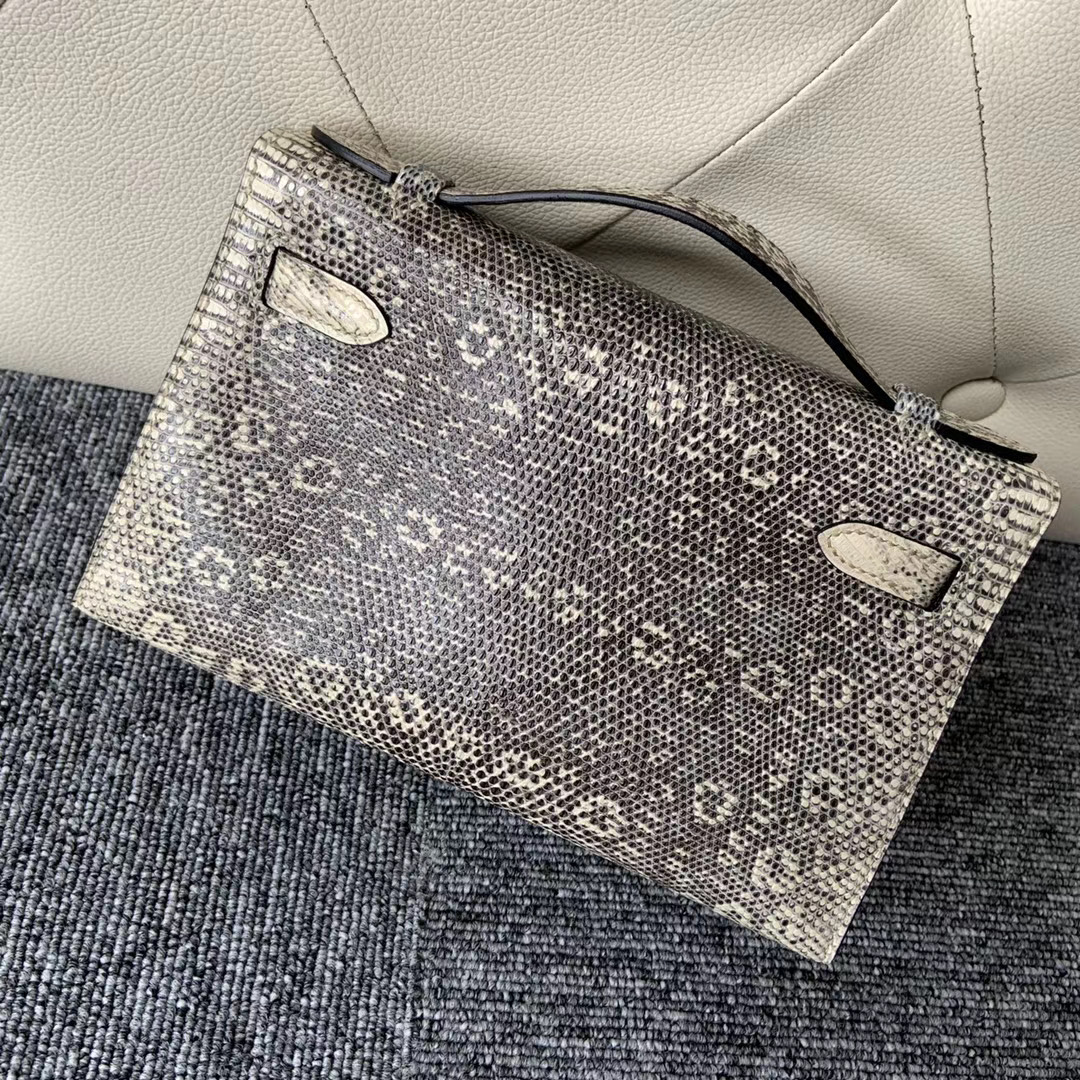 臺灣桃園市桃園區 Hermes Mini Kelly Pochette Lizard 01自然色 雪花色蜥蜴皮