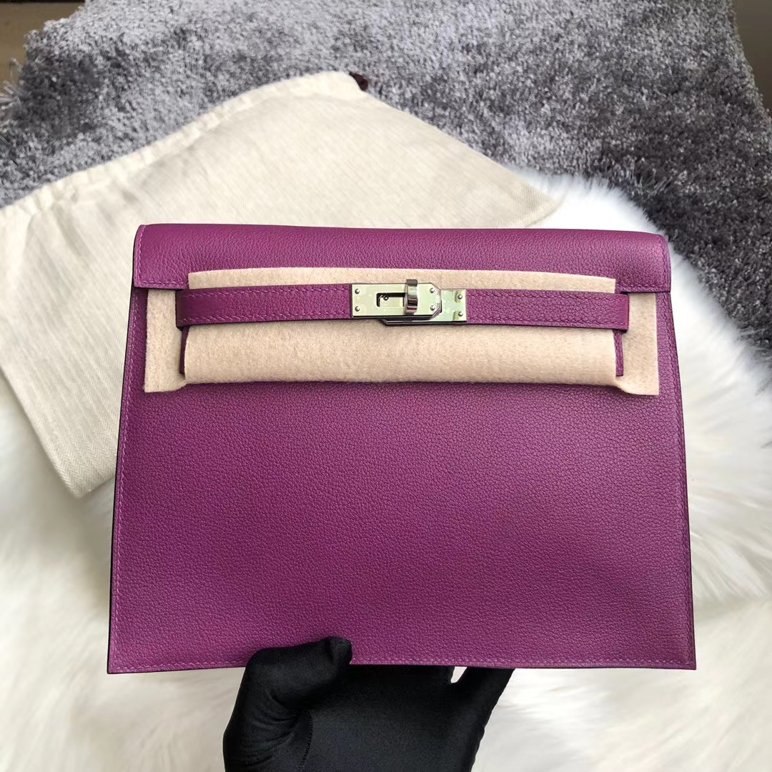 臺灣臺中市愛馬仕跳舞包多少錢 Hermes Kelly Danse Evercolor P9 Anemone 海葵紫