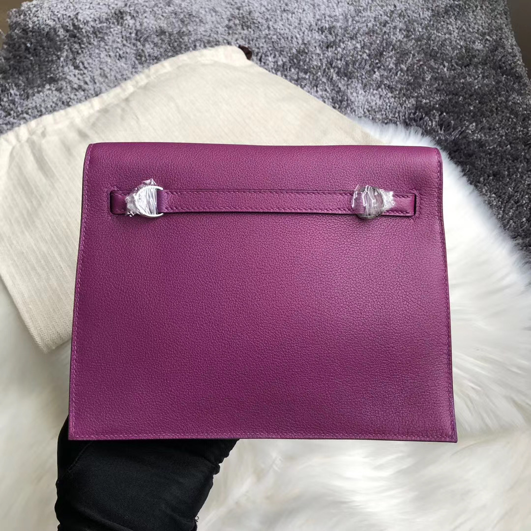 臺灣臺中市愛馬仕跳舞包多少錢 Hermes Kelly Danse Evercolor P9 Anemone 海葵紫