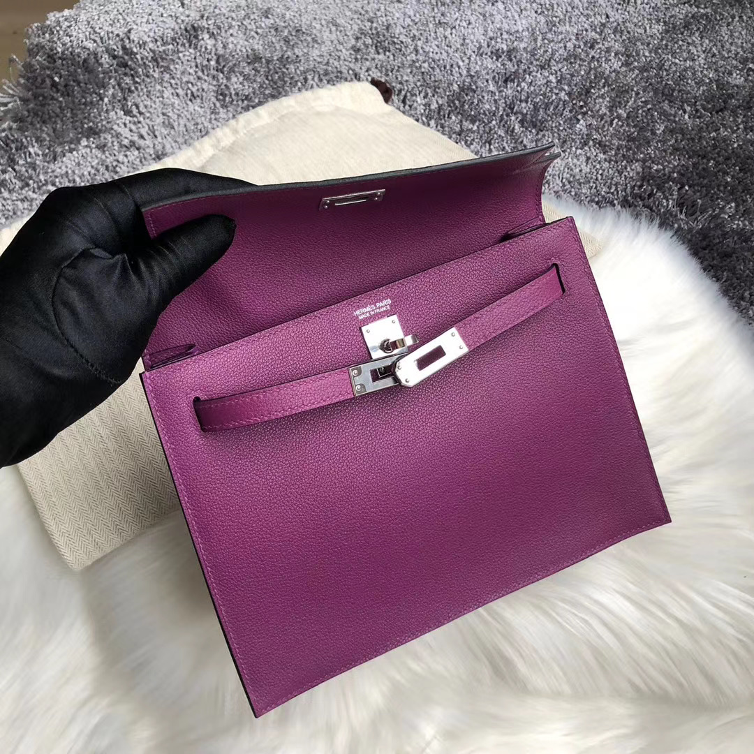 臺灣臺中市愛馬仕跳舞包多少錢 Hermes Kelly Danse Evercolor P9 Anemone 海葵紫