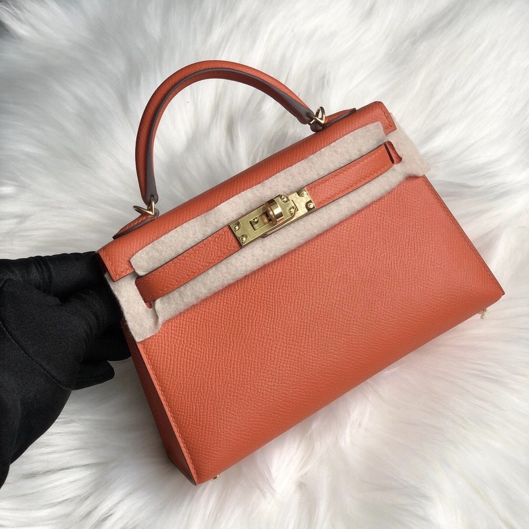 臺北市愛馬仕凱莉迷妳2代 Hermes Kelly Mini II 2代 Epsom 9J Feu 火焰橙