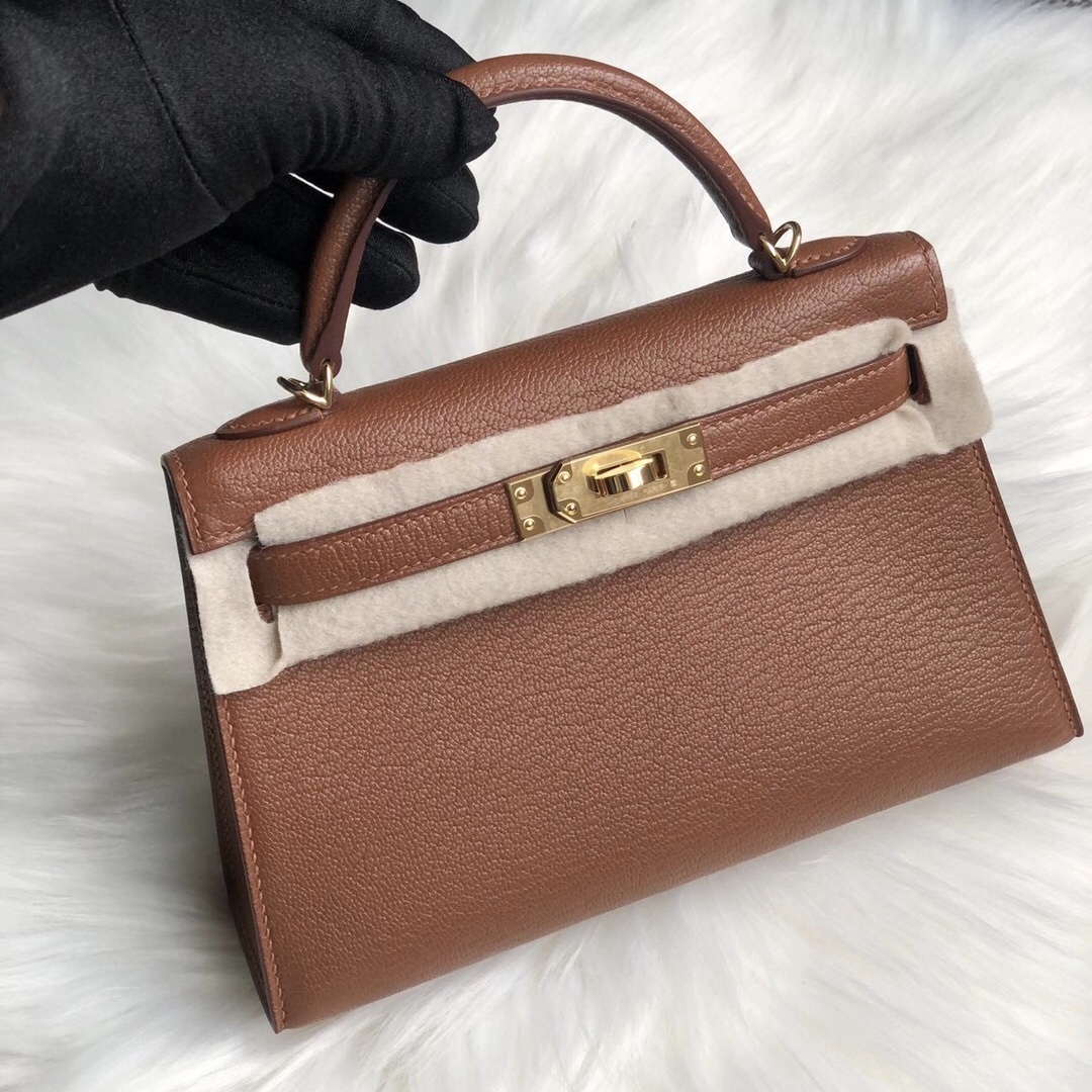 臺灣臺北市文山區 Hermes Kelly Mini II Mini 19cm Chevre CC37 Gold 金棕色