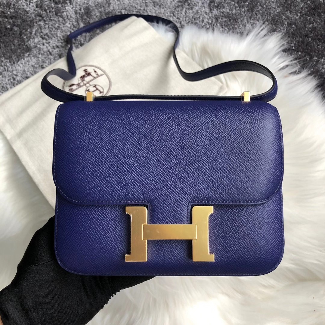 桃園市桃園區 愛馬仕康康包價格 Hermes Constance 18cm M3 Blue Encre 墨水藍