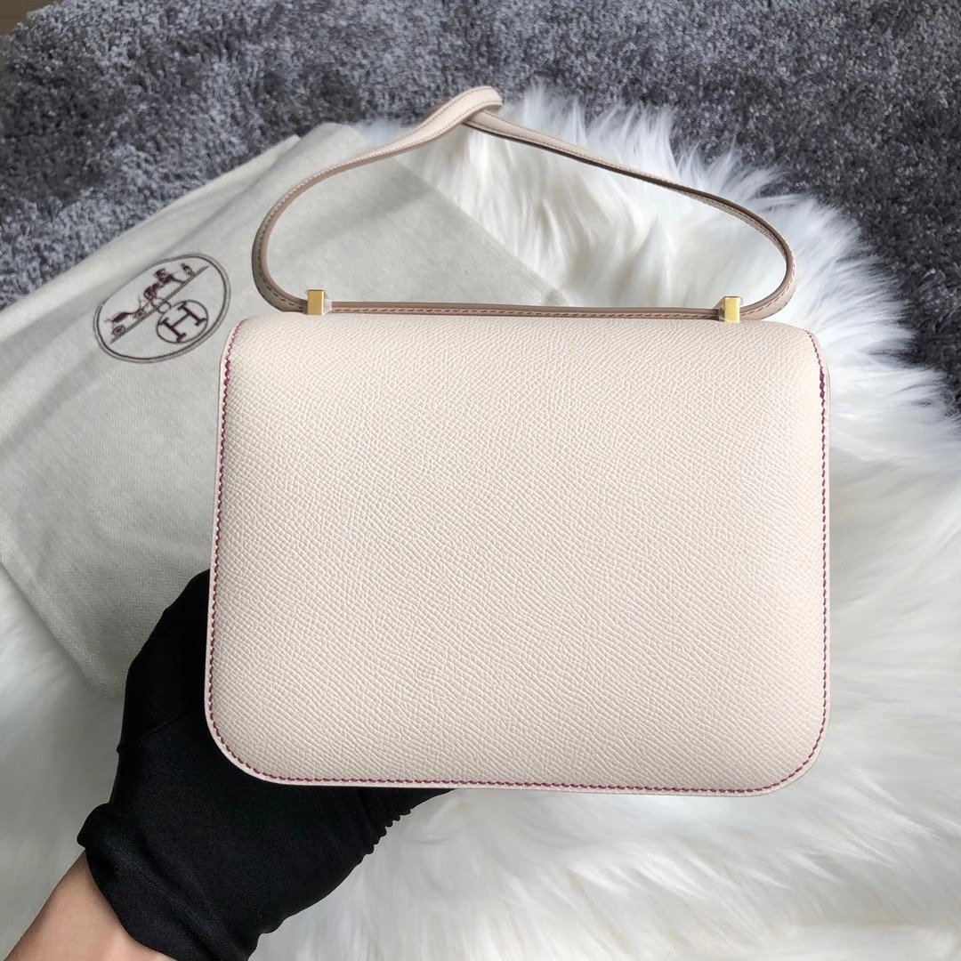 Macao Hermes Constance 18cm 10 Craie 奶昔白 內拼L3 Rose Purple 玫瑰紫
