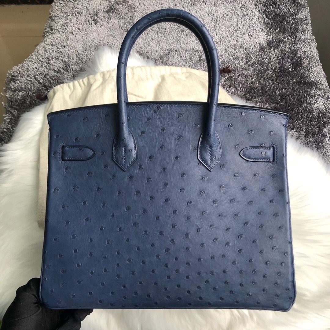 香港元朗區 鉑金包 Hermes Birkin 30cm Ostrich CC77 Bleu Iris鳶尾藍 鴕鳥皮