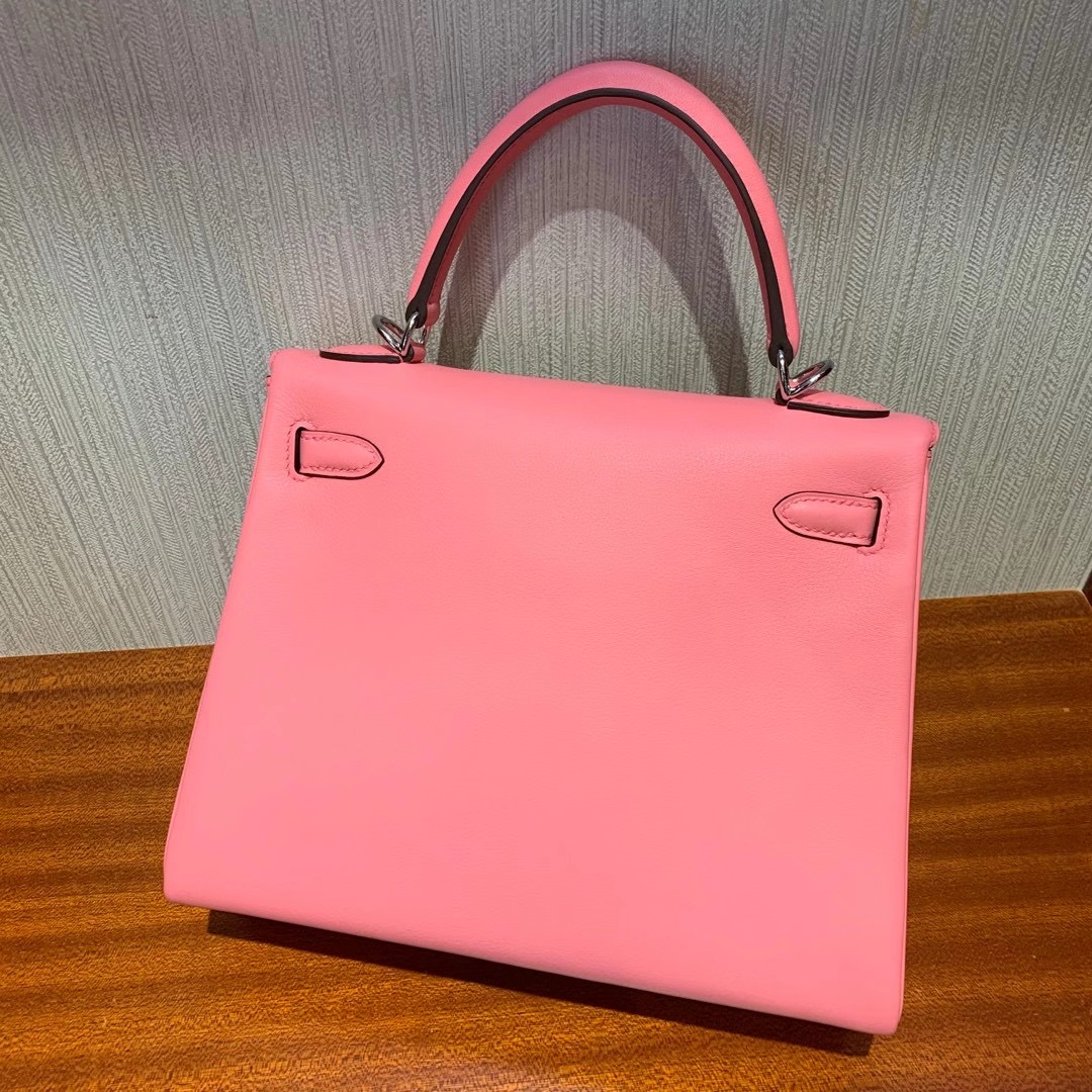 澳門 臺灣臺北市信義區愛馬仕 Hermes Kelly 25cm Swift K4 Rose Dete 夏日粉