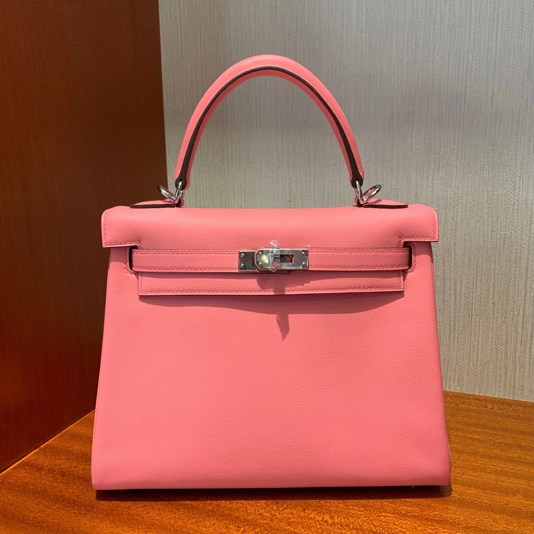 澳門 臺灣臺北市信義區愛馬仕 Hermes Kelly 25cm Swift K4 Rose Dete 夏日粉