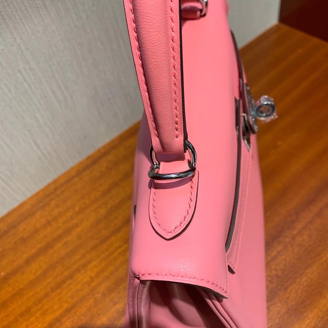 澳門 臺灣臺北市信義區愛馬仕 Hermes Kelly 25cm Swift K4 Rose Dete 夏日粉