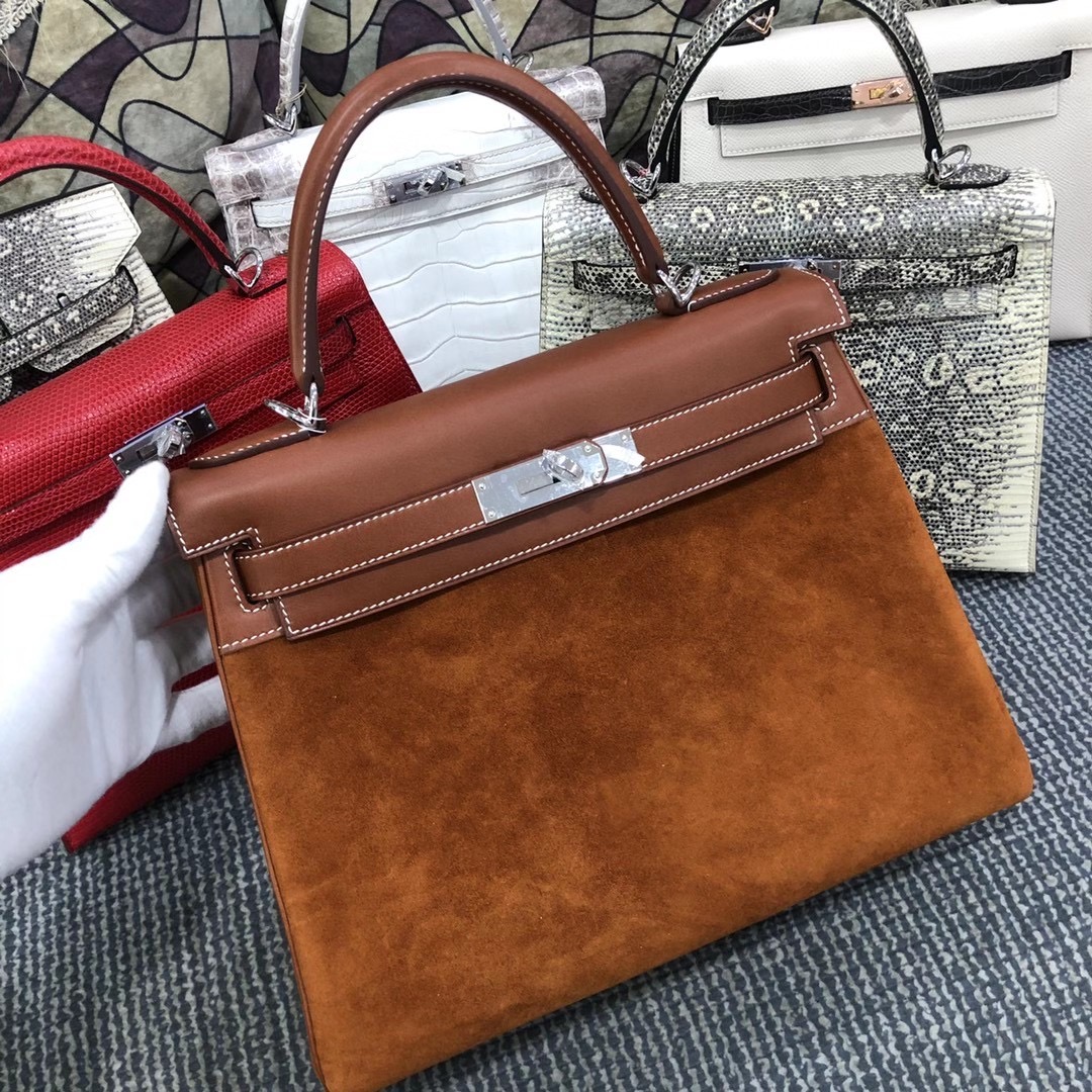 西貢區 調景嶺 清水灣 Hermes Kelly 28cm 麂皮絨拼馬鞍皮 37 Gold 金棕色