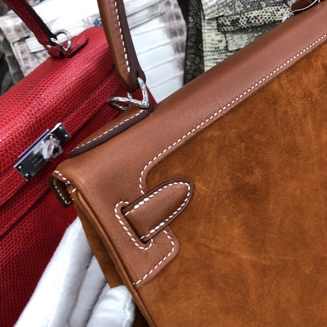 西貢區 調景嶺 清水灣 Hermes Kelly 28cm 麂皮絨拼馬鞍皮 37 Gold 金棕色