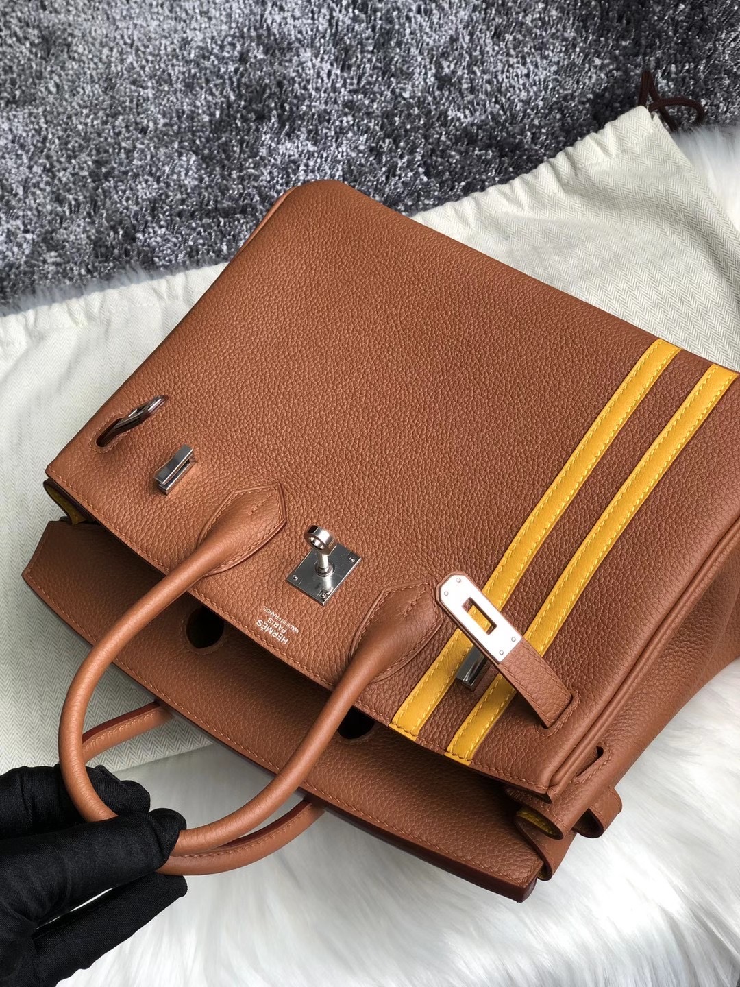 臺中市石岡區愛馬仕鉑金包 Hermes Birkin 25cm Togo 37 Gold /雙杠 9D Amber