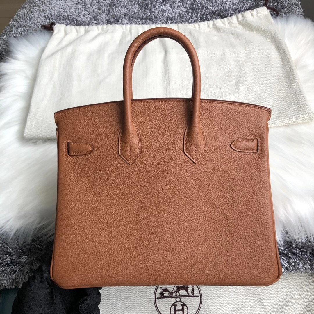 臺中市石岡區愛馬仕鉑金包 Hermes Birkin 25cm Togo 37 Gold /雙杠 9D Amber