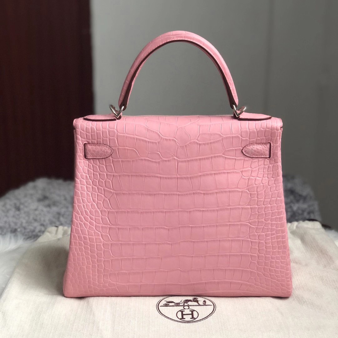 Hermes Kelly 28cm 美洲鱷 Matte Alligator Crocodile 5P bubblegum pink 櫻花粉