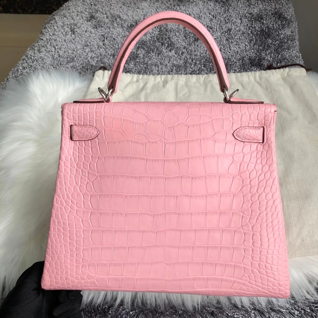 Hermes Kelly 28cm 美洲鱷 Matte Alligator Crocodile 5P bubblegum pink 櫻花粉