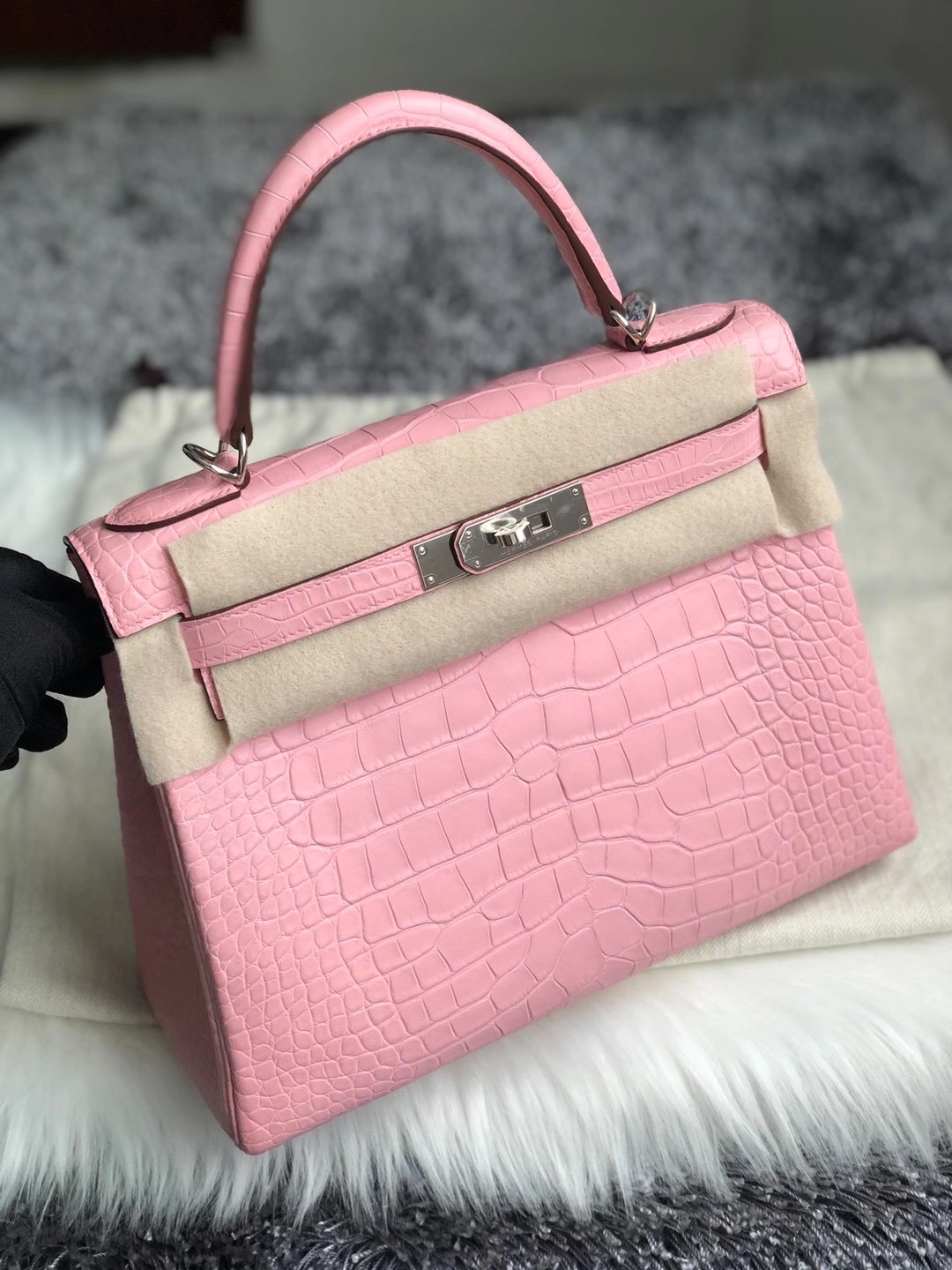 Hermes Kelly 28cm 美洲鱷 Matte Alligator Crocodile 5P bubblegum pink 櫻花粉