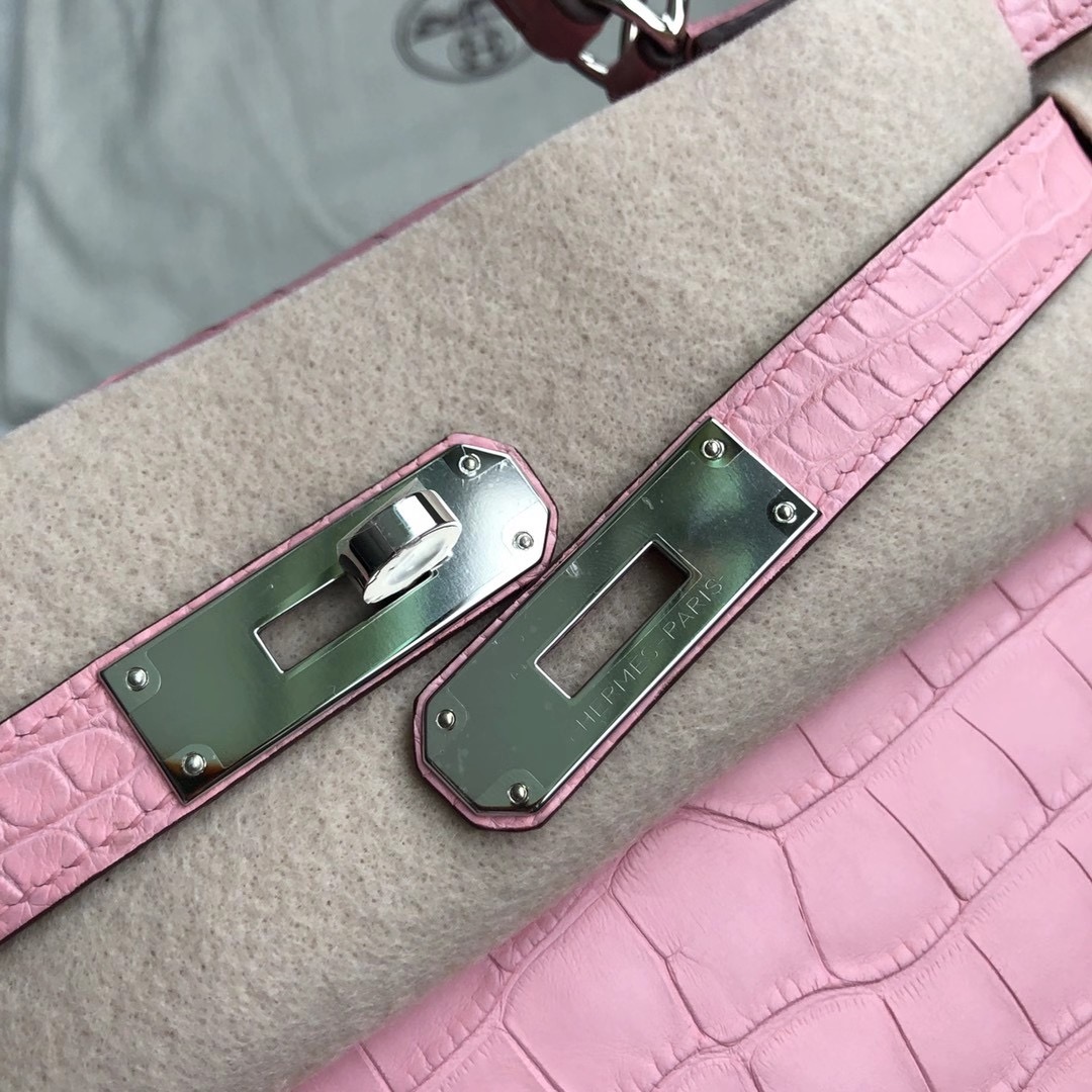 Hermes Kelly 28cm 美洲鱷 Matte Alligator Crocodile 5P bubblegum pink 櫻花粉