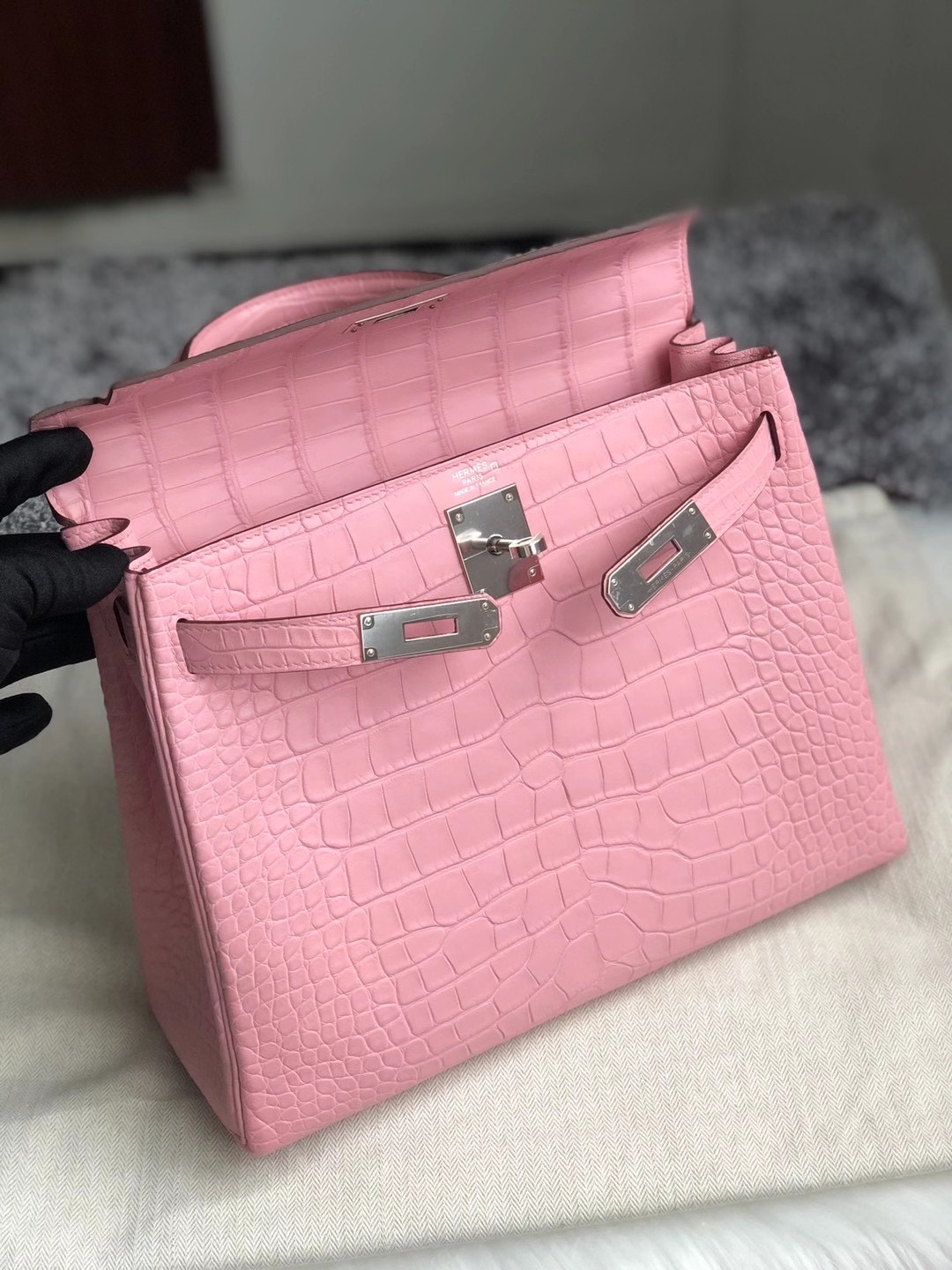 Hermes Kelly 28cm 美洲鱷 Matte Alligator Crocodile 5P bubblegum pink 櫻花粉