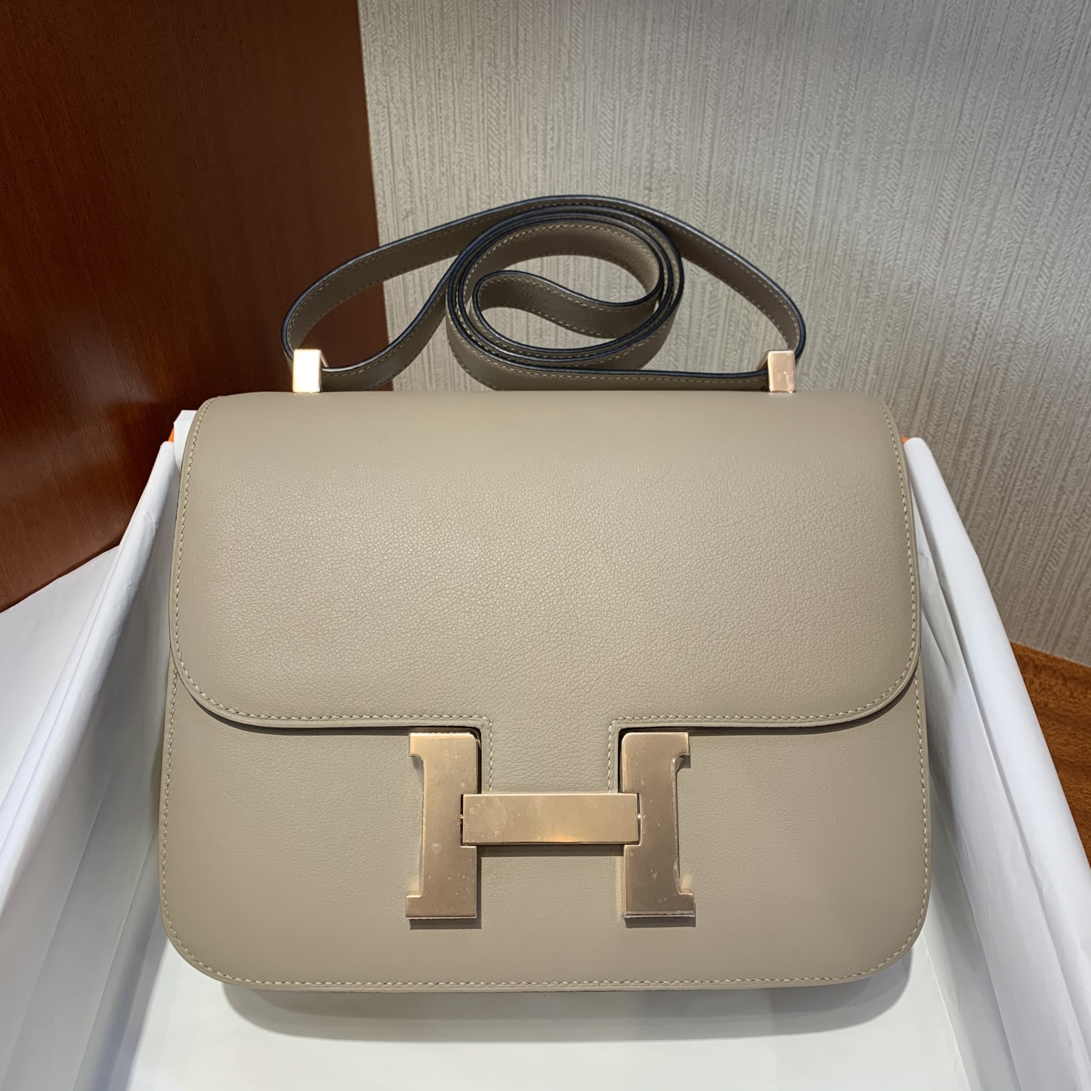 Hong Kong Hermes Constance 24cm Swift S2 Trench 风衣灰 玫瑰金 Rose gold