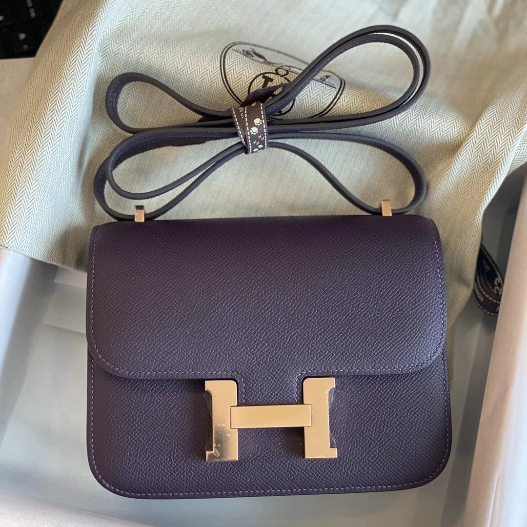 臺灣臺中市大安區 愛馬仕包包 Hermes Constance 19cm 59 葡萄紫 Raisin