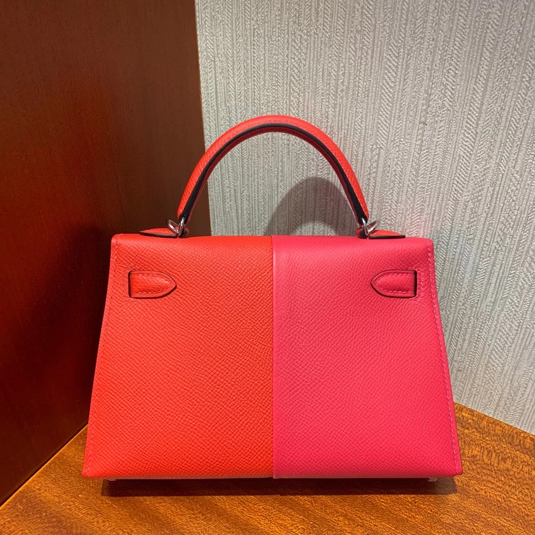 臺灣臺中市北區 Hermes Kelly Mini 二代 三拼 I6 極致粉 /S3心紅色/7T 電光藍