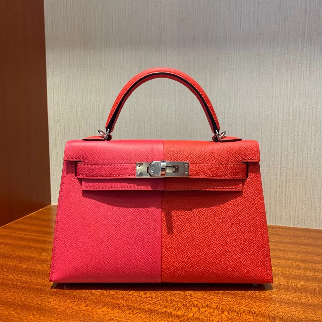 臺灣臺中市北區 Hermes Kelly Mini 二代 三拼 I6 極致粉 /S3心紅色/7T 電光藍