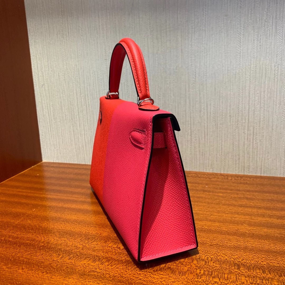 臺灣臺中市北區 Hermes Kelly Mini 二代 三拼 I6 極致粉 /S3心紅色/7T 電光藍