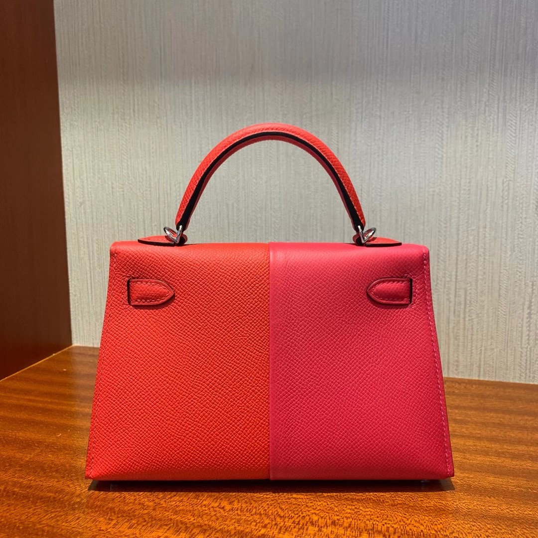 臺灣臺中市北區 Hermes Kelly Mini 二代 三拼 I6 極致粉 /S3心紅色/7T 電光藍