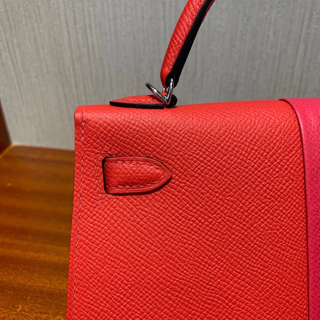 臺灣臺中市北區 Hermes Kelly Mini 二代 三拼 I6 極致粉 /S3心紅色/7T 電光藍