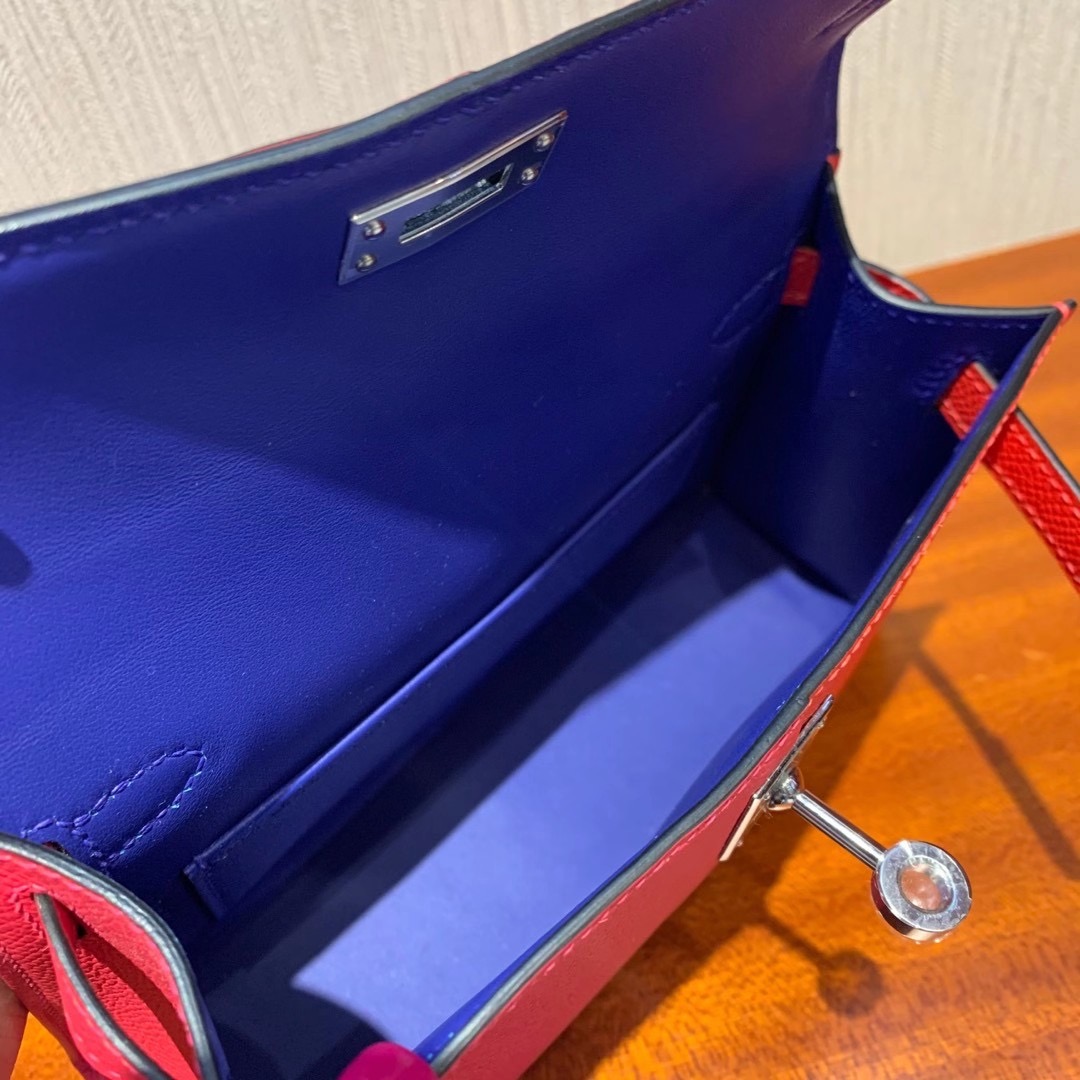 臺灣臺中市北區 Hermes Kelly Mini 二代 三拼 I6 極致粉 /S3心紅色/7T 電光藍