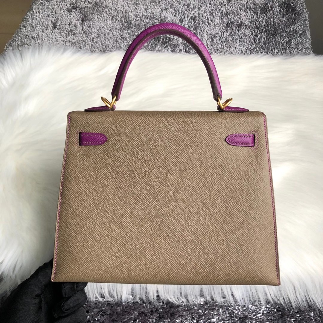 Hermes Kelly 25cm Hss Epsom 18 Etoupe 大象灰 P9 Anemone 海葵紫