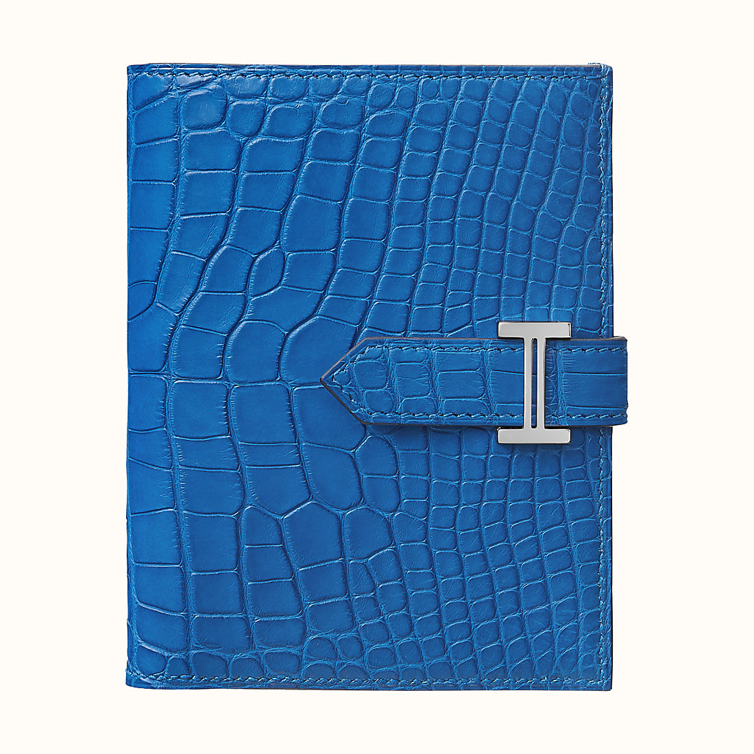 Hermes Bearn compact wallet I7 Bleu Zellige matte alligator Mississippiensis