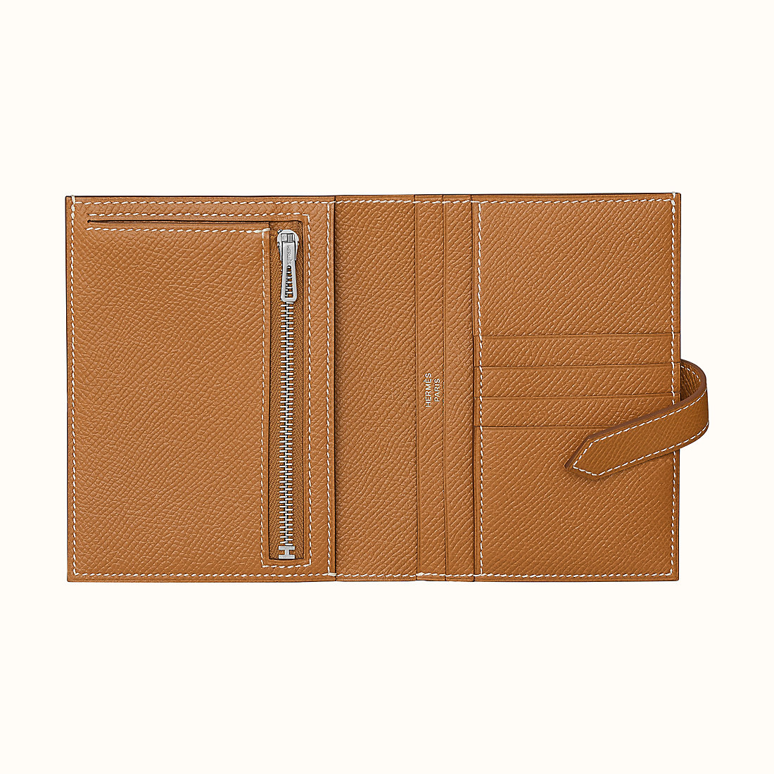 Kuwait Hermes Bearn Compact wallet CK37 Gold Epsom calfskin