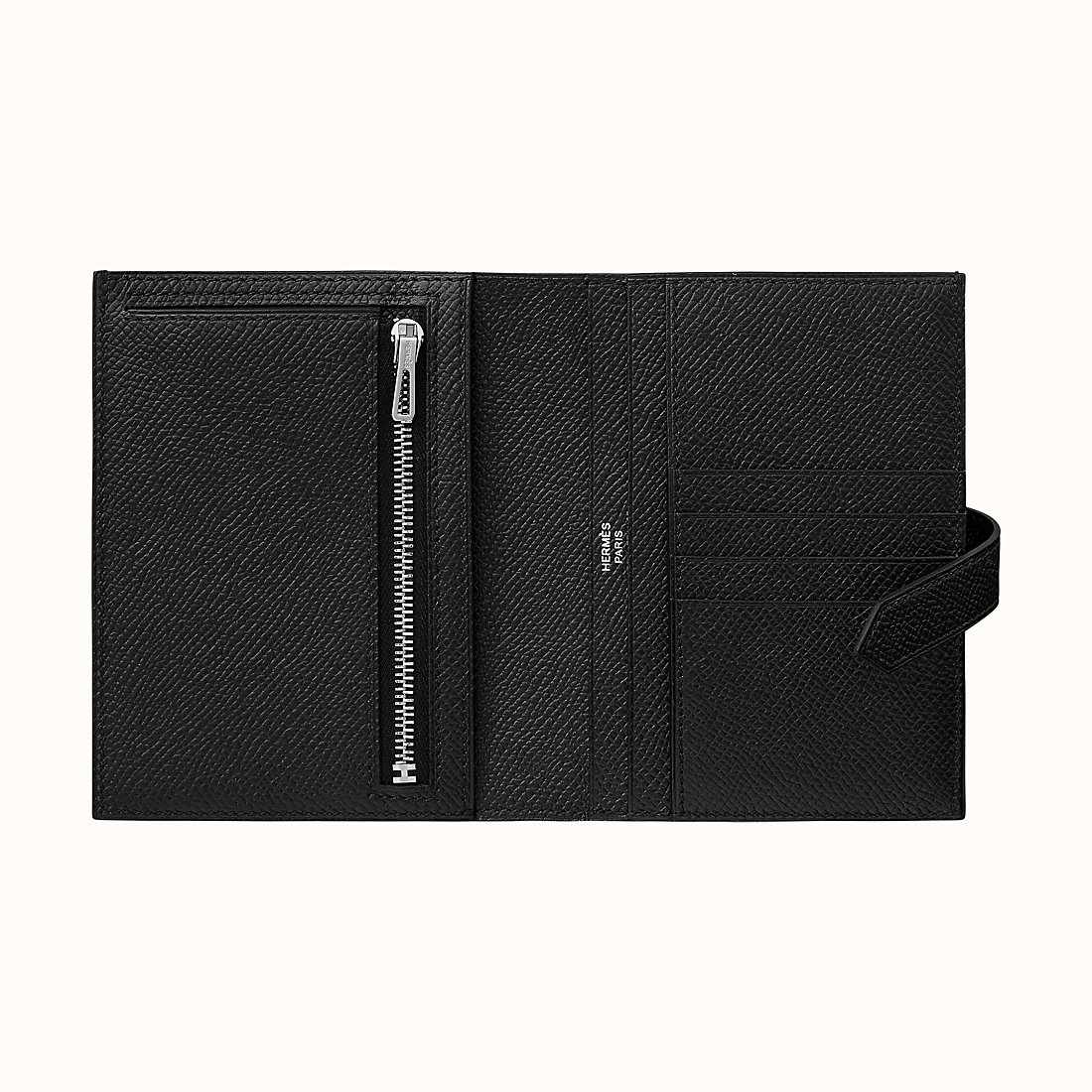 Hermes Bearn Compact wallet CK89 Noir Epsom calfskin