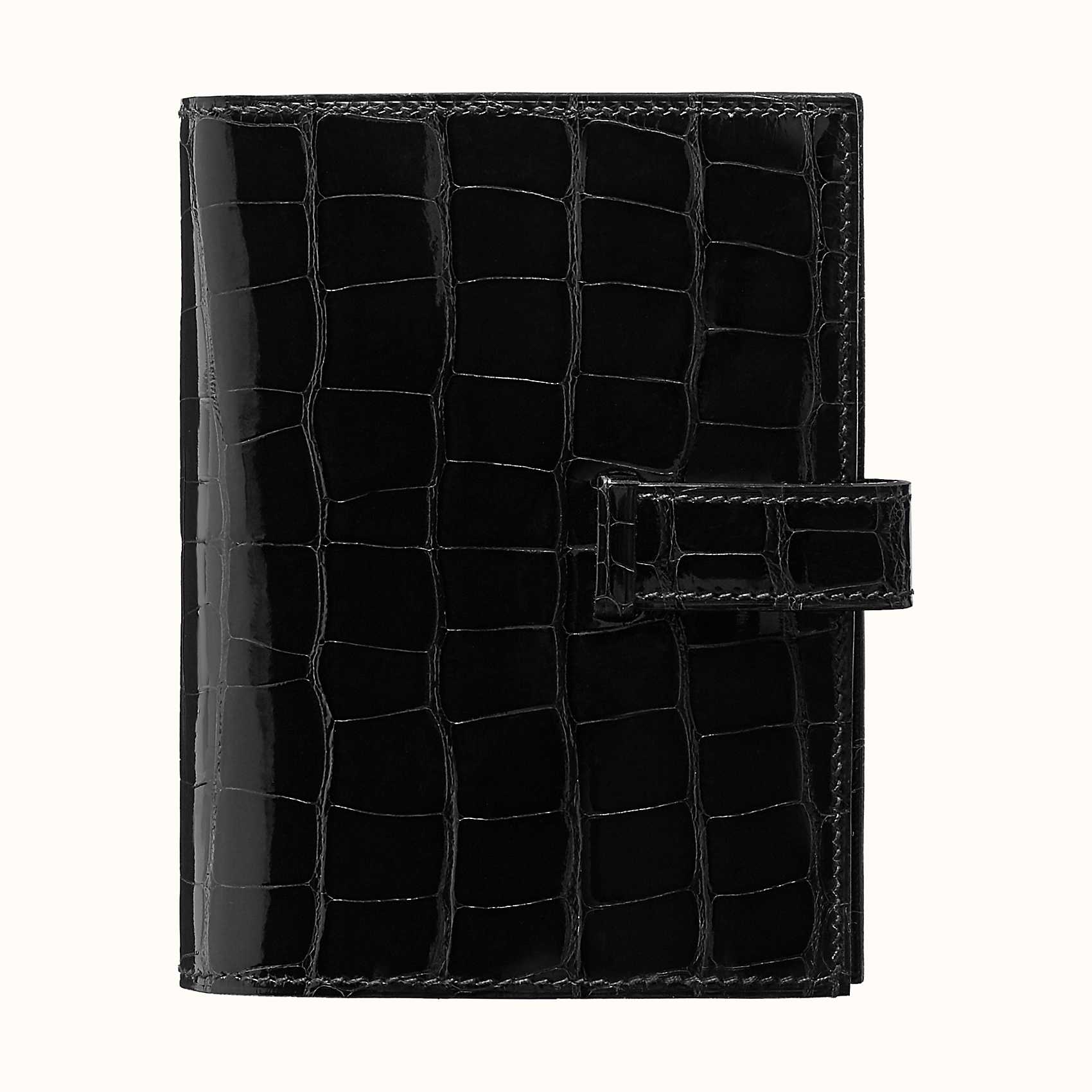 Bahrain Hermes Bearn compact wallet Mississippiensis alligator CK89 Noir