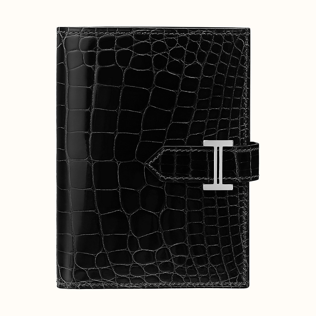 Bahrain Hermes Bearn compact wallet Mississippiensis alligator CK89 Noir