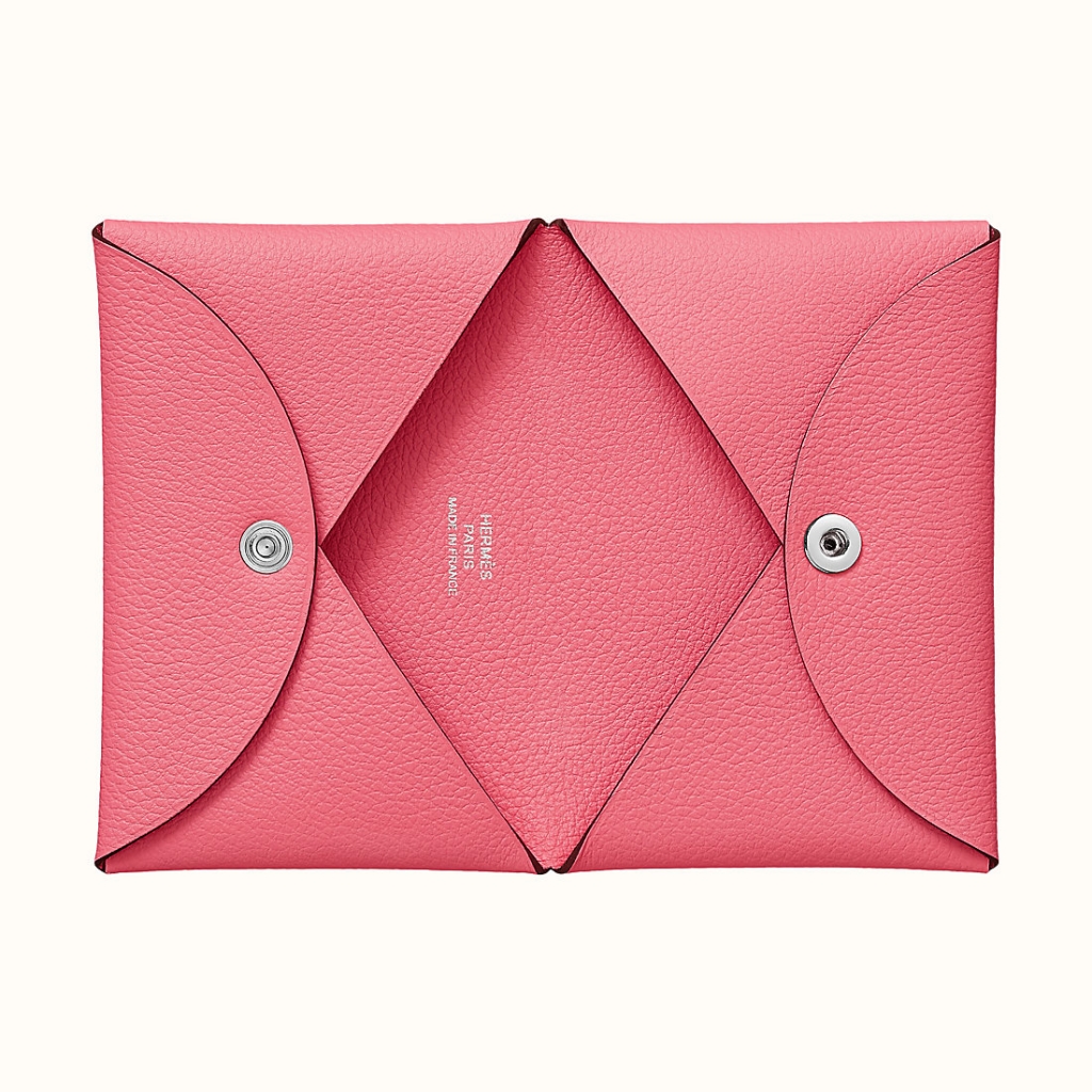 Kuwait Hermes Calvi card holder Evercolor calfskin CK8W Rose AzaléeHermès Birkin kelly