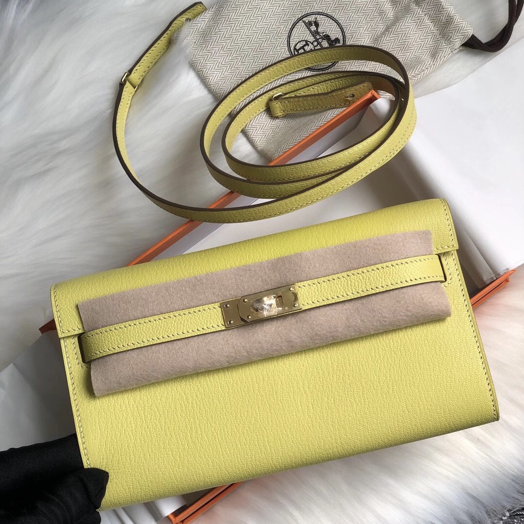 高雄市阿蓮區 愛馬仕 Hermes Kelly Classique To Go wallet Chevre 9R Lime 檸檬黃