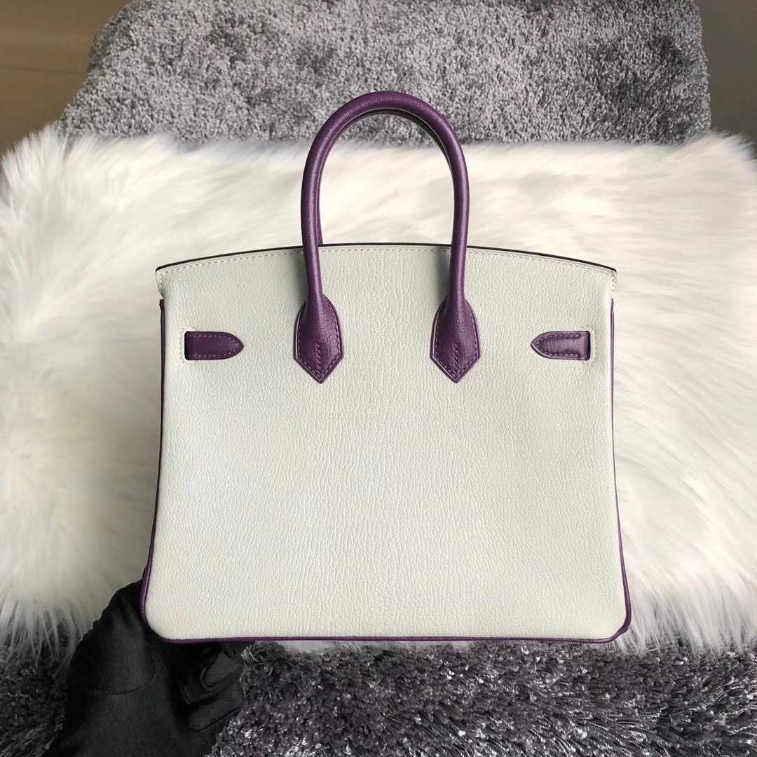 Hermes Birkin 25cm HSS Chevre 80 grey pearl 珍珠灰 59 葡萄紫raisin 拉絲金扣