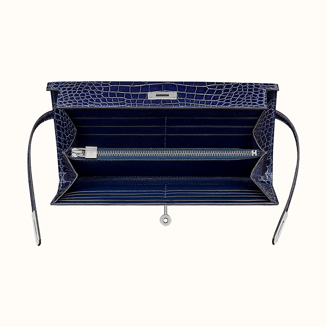 Hermes Kelly Classique M3 Bleu Encre alligatore Mississippiensis liscio