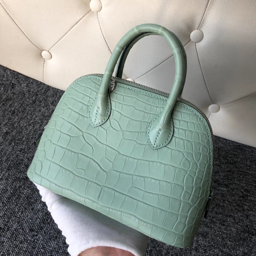 Hermes Bolide 1923 mini bag CK6U Peppermint Green Mississippiensis