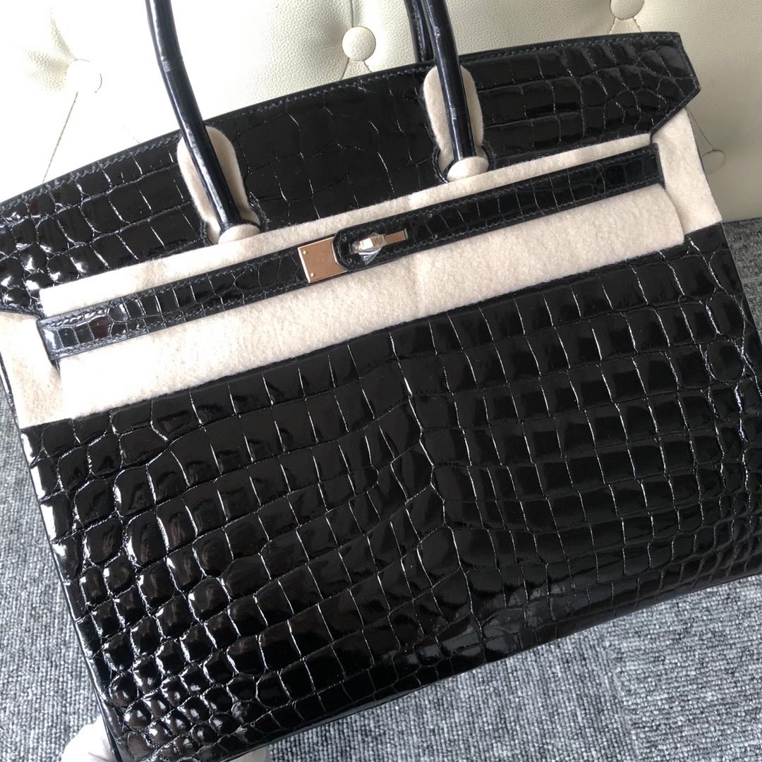 香港油尖旺區柯士甸 Hermes Birkin 35cm Shiny nilo crocodile CD89 Noir 玫瑰金