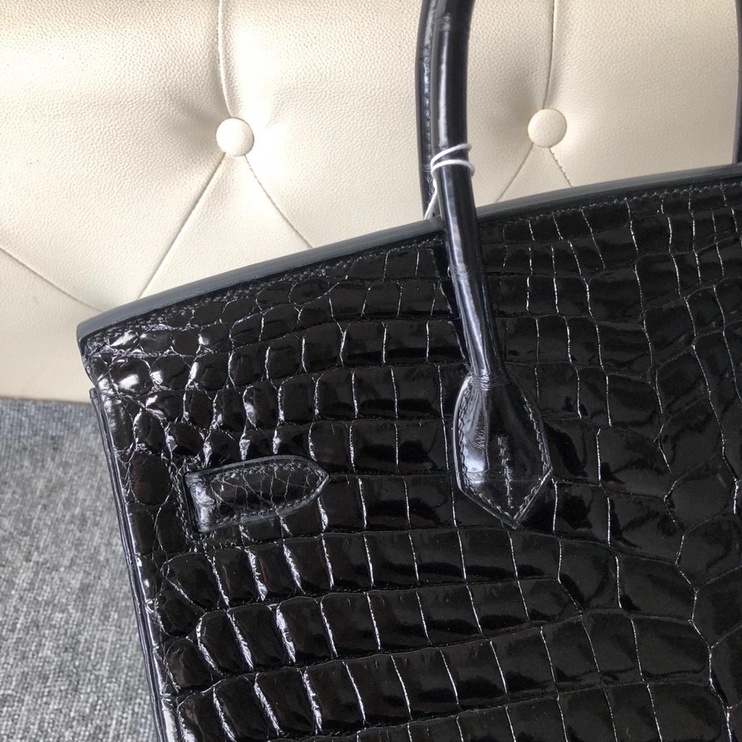 香港油尖旺區柯士甸 Hermes Birkin 35cm Shiny nilo crocodile CD89 Noir 玫瑰金