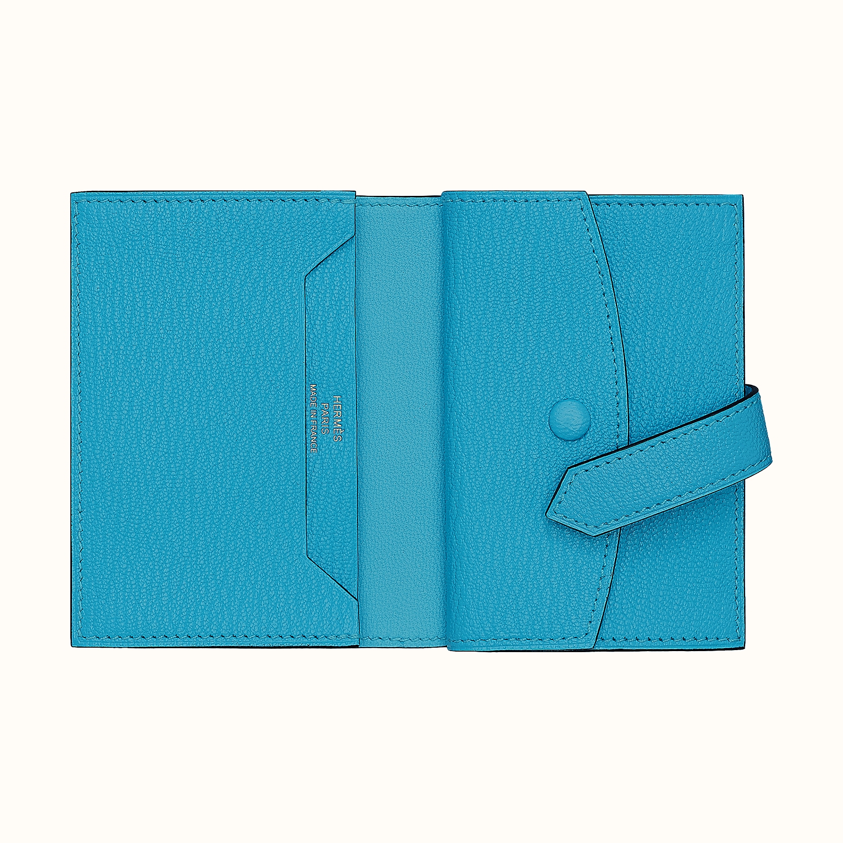 Hermes Portefeuille Béarn mini CC0F Bleu Frida chèvre Mysore