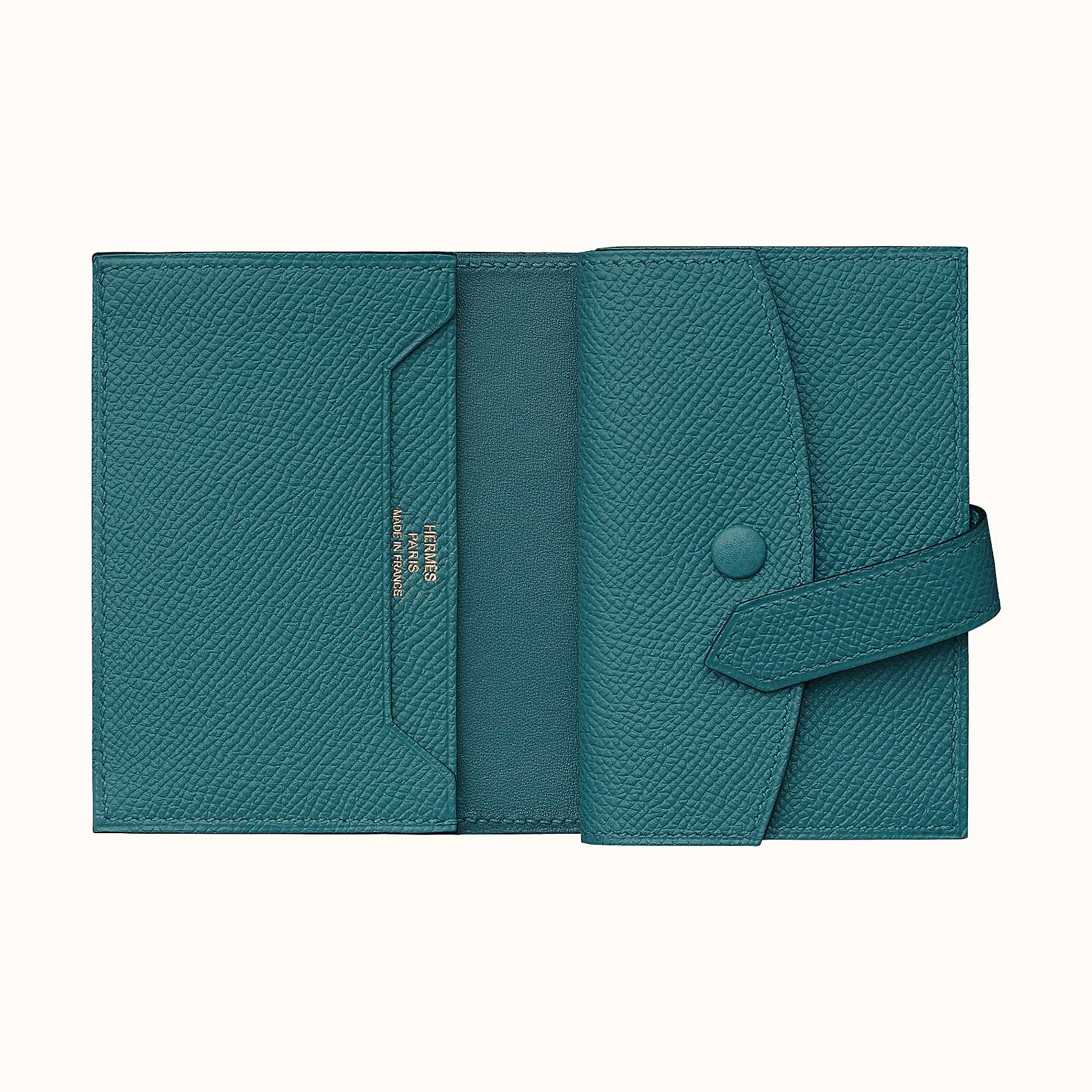 Hermes Portefeuille Béarn mini Epsom W0 Vert Bosphore 博斯普鲁斯绿