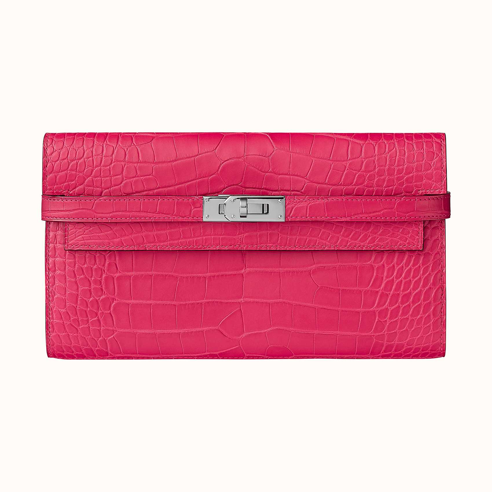 Hermes Portefeuille Kelly Classique I6 Rose Extrême alligator Mississippiensis mat