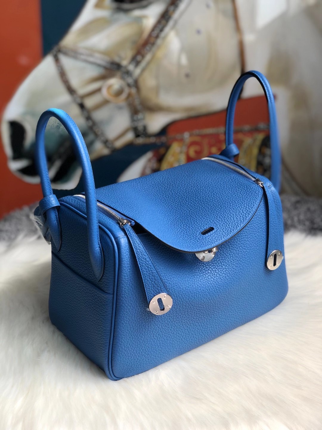 Hong Kong South Hermes Lindy 26cm Clemence B3 Blue Zanzibar