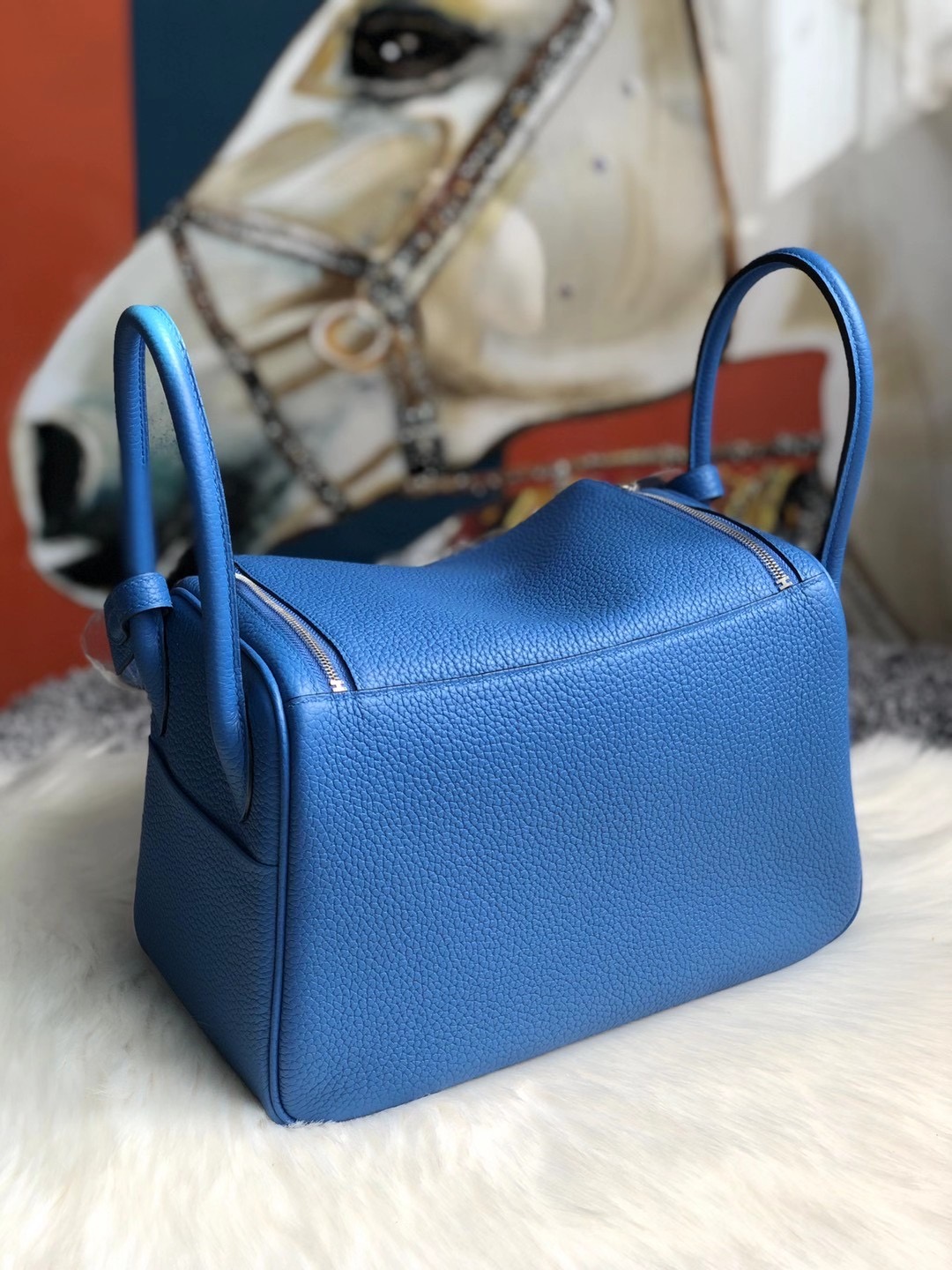 Hong Kong South Hermes Lindy 26cm Clemence B3 Blue Zanzibar