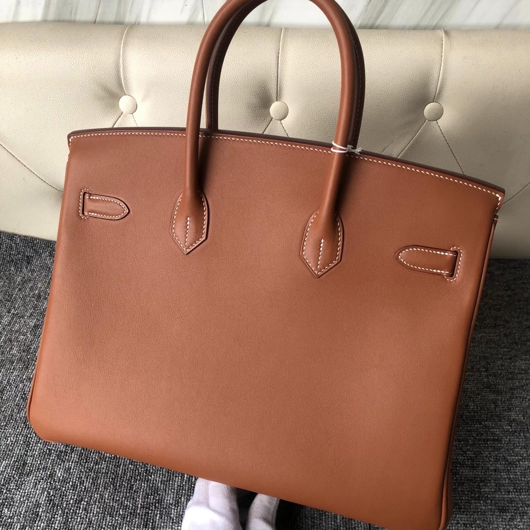 Hong Kong Hermes Handbag Birkin 35cm Swift CK37 Gold 金棕色