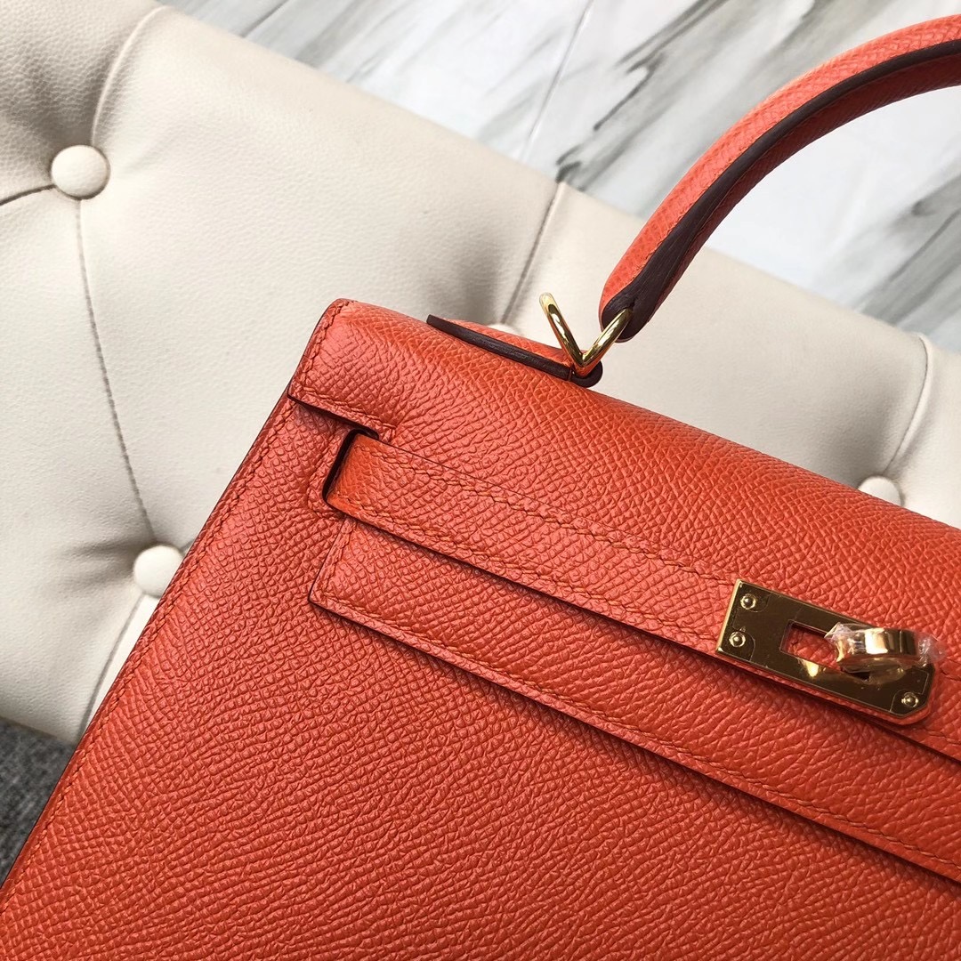 灣仔區铜锣湾 跑马地 Hong Kong Hermes Kelly 25cm 9J Feu 火焰橙 Epsom