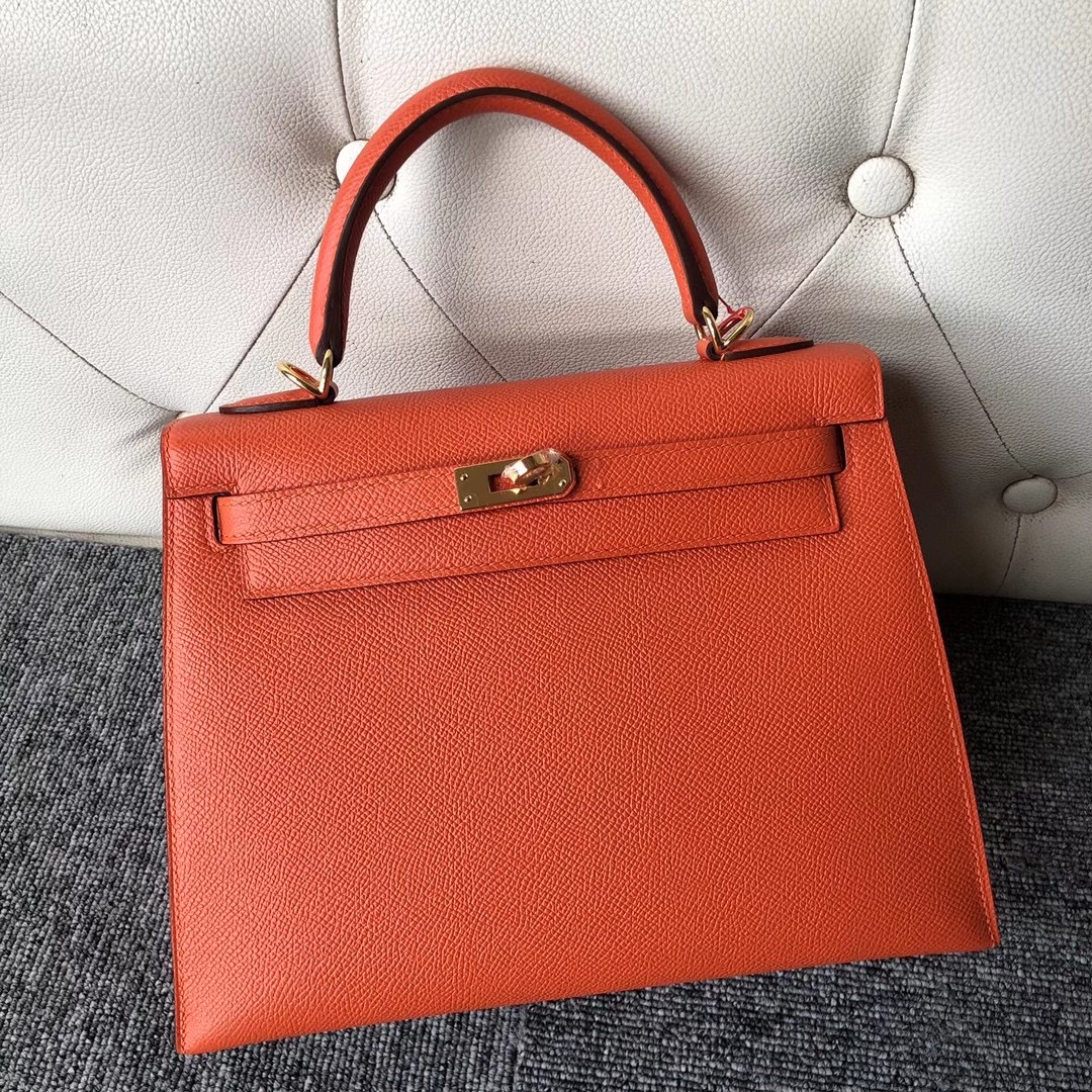 灣仔區铜锣湾 跑马地 Hong Kong Hermes Kelly 25cm 9J Feu 火焰橙 Epsom